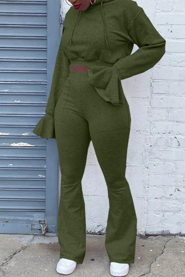 Ruffled sleeve crop top and pants