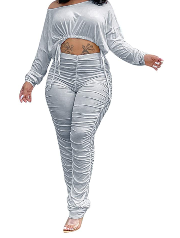 Royally stacked pants and crop top set