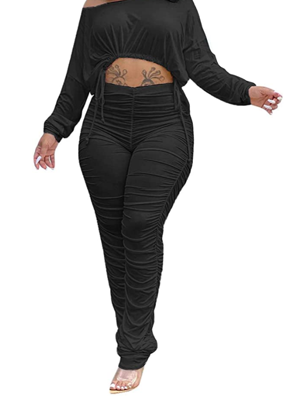 Royally stacked pants and crop top set