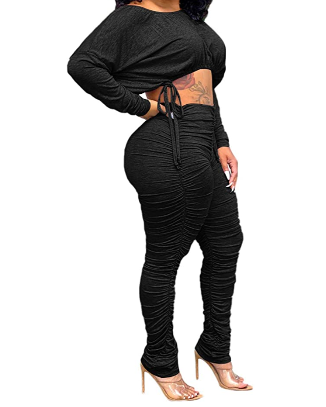 Royally stacked pants and crop top set