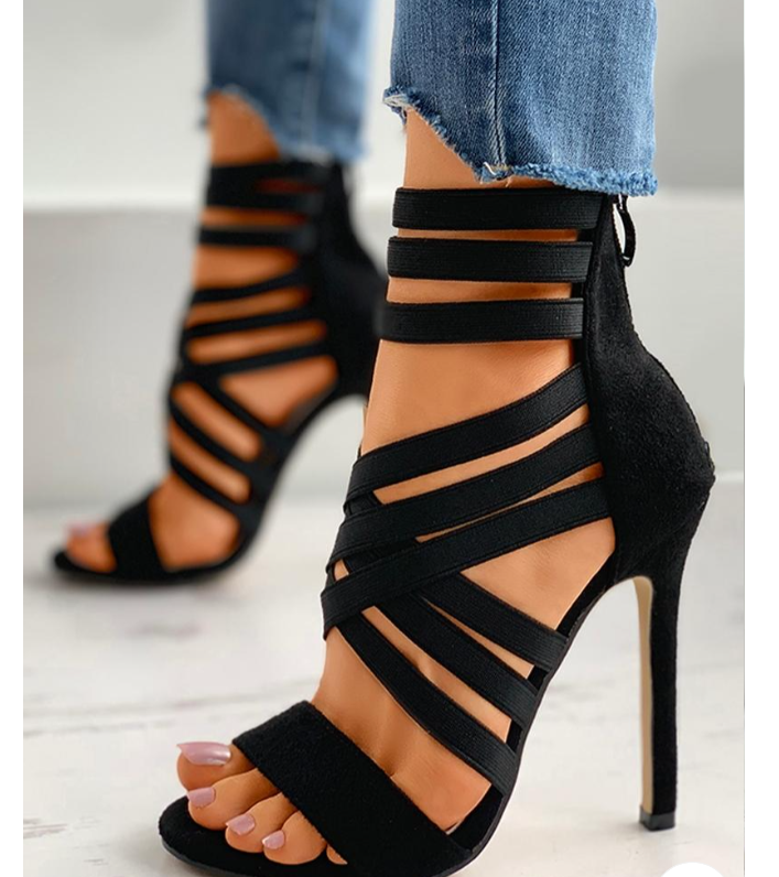 Spaghetti strap heel