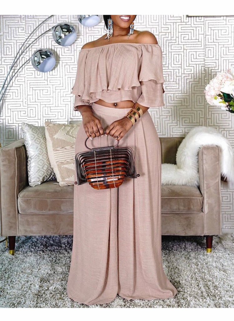 Wide leg flare two piece